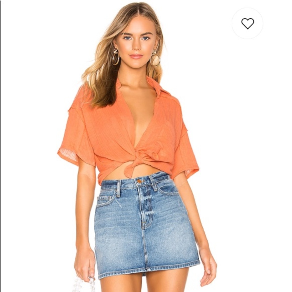 Free People Orange Full of Light Crop Top